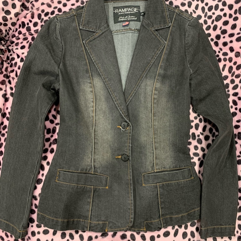 Rampage Women's Charcoal Denim Blazer